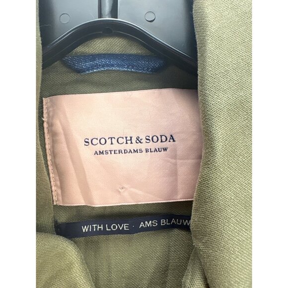 Scotch & Soda Army Green Utility Jacket Embroidered Canvas Cotton Mens Medium - Picture 3 of 7